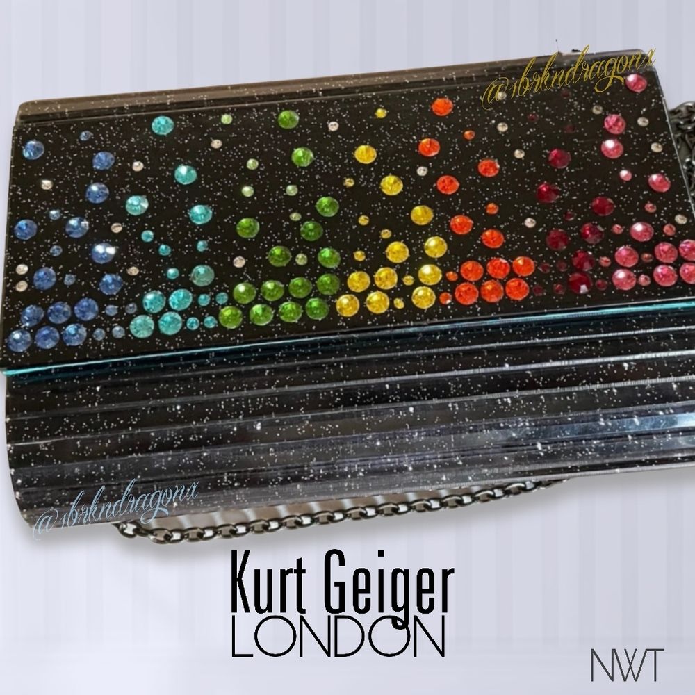 Elegant Rhinestone Jeweled Rainbow Evening Party Covertible Clutch Crossbody Bag
